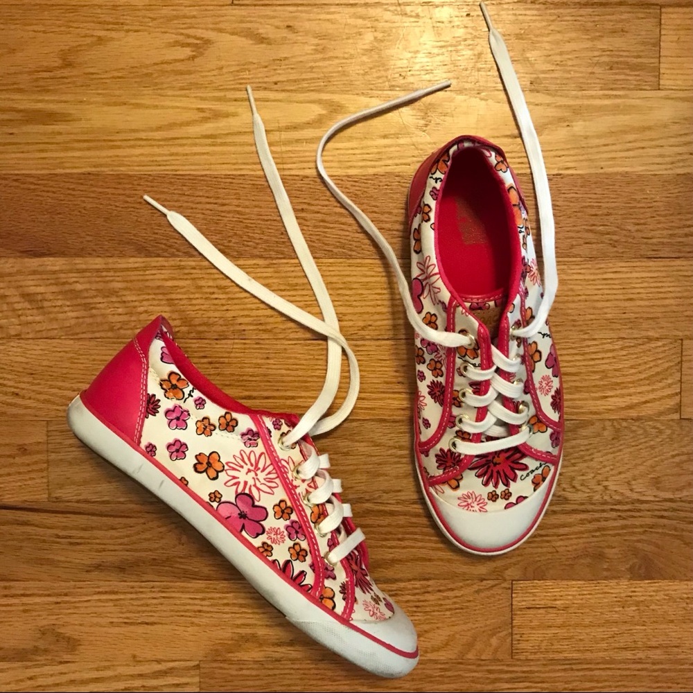 Coach sneakers, pink/orange/white floral